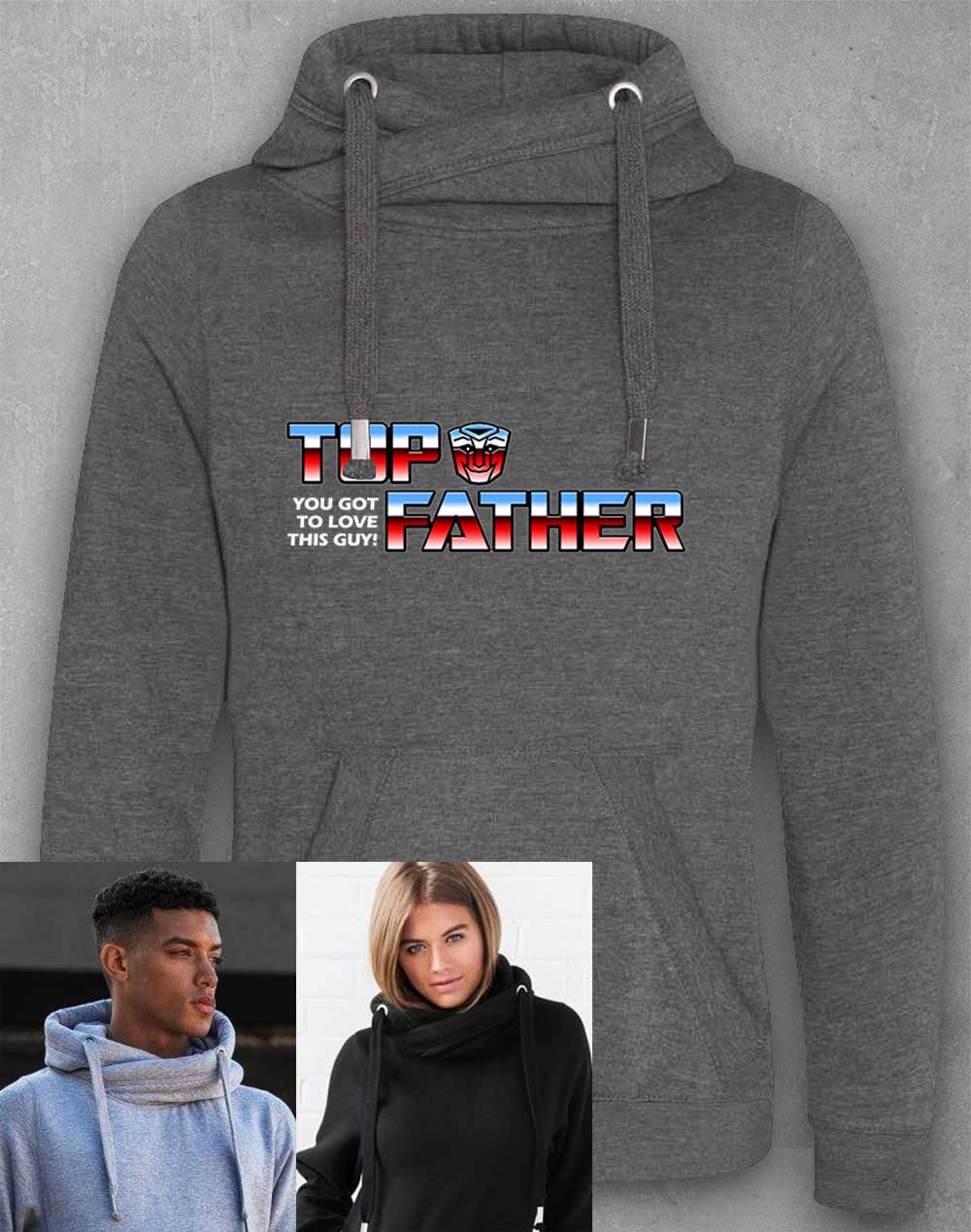 Charcoal - Top Father Chunky Cross Neck Hoodie