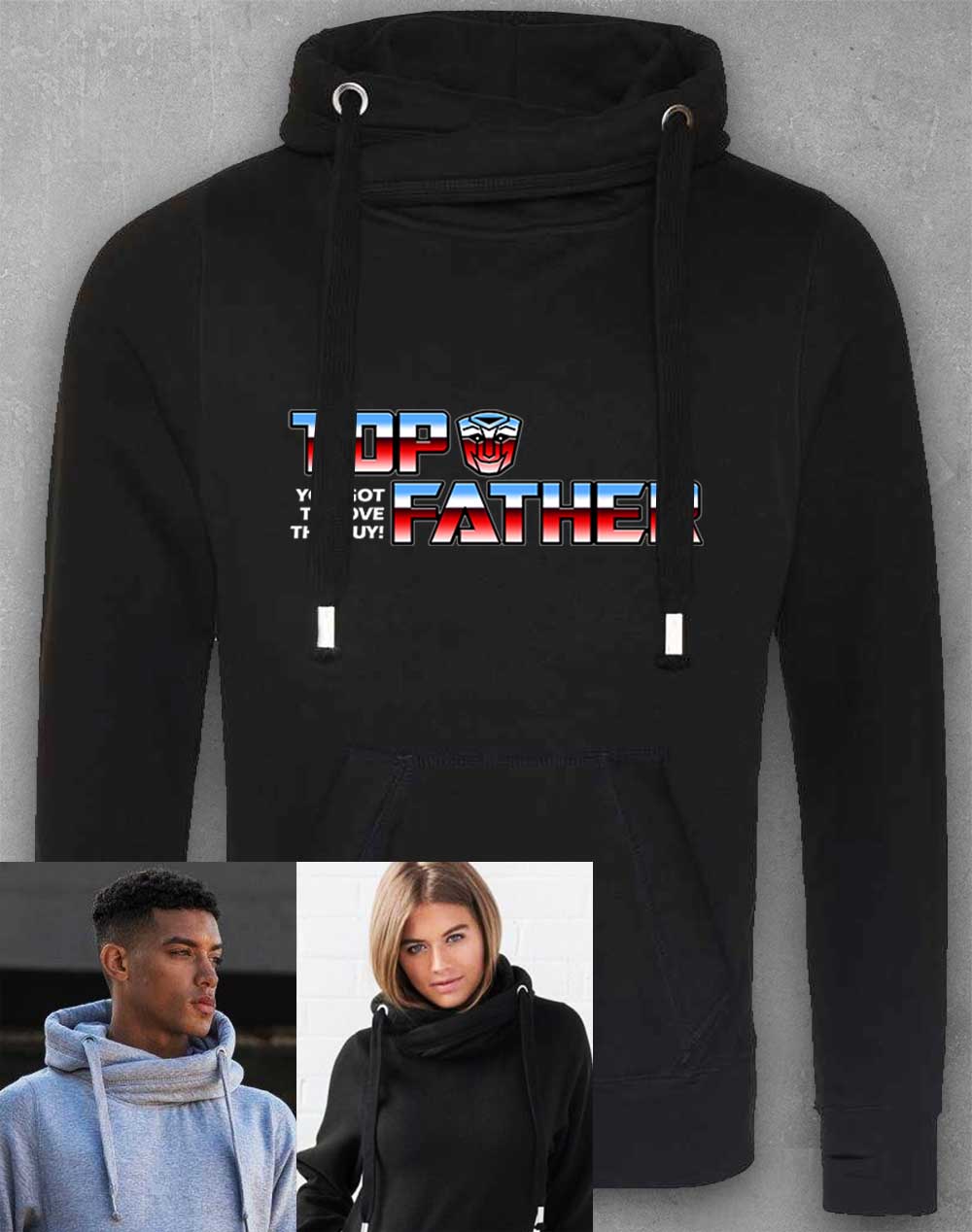 Jet Black - Top Father Chunky Cross Neck Hoodie
