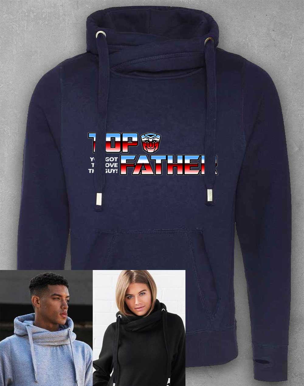 Oxford Navy - Top Father Chunky Cross Neck Hoodie