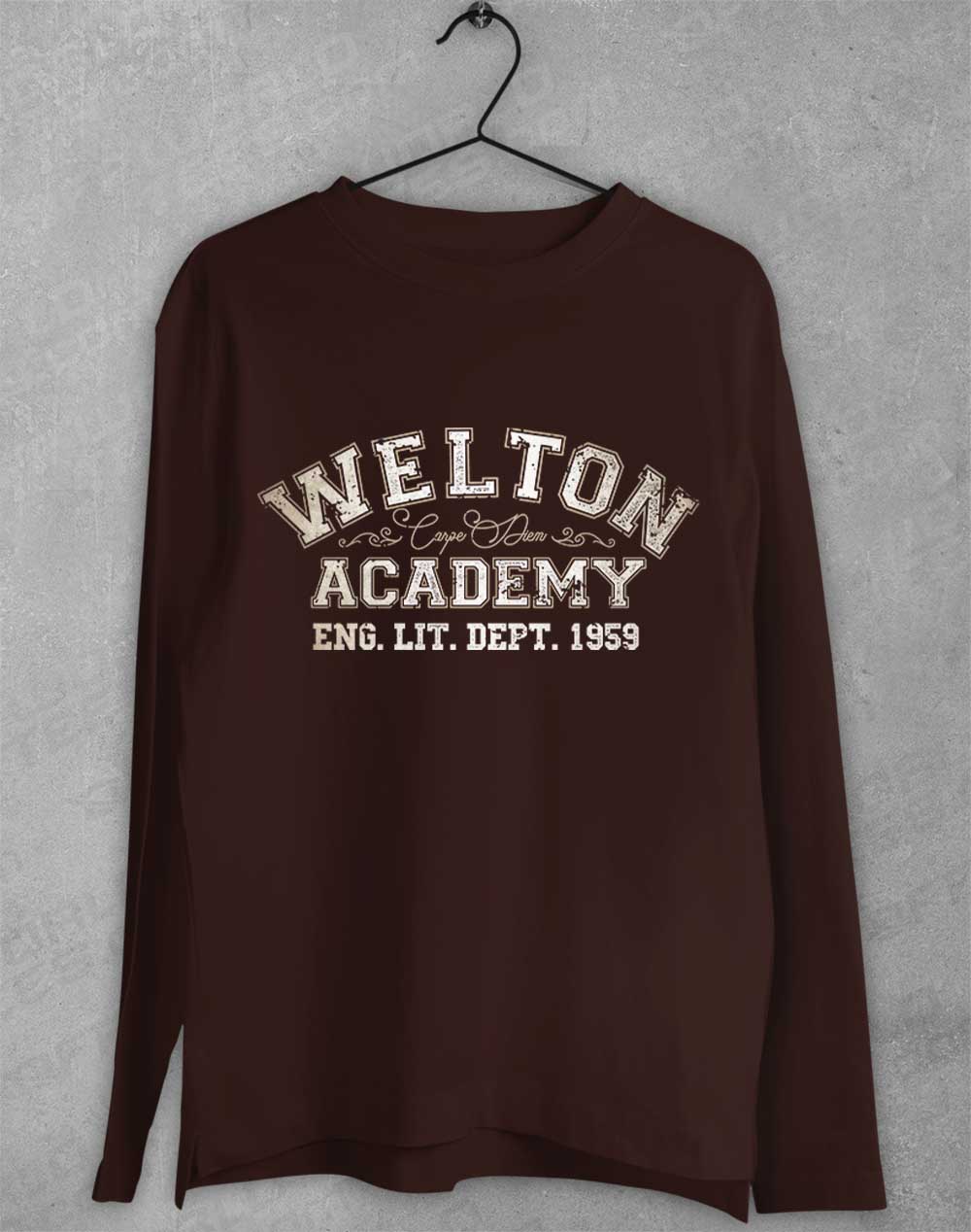 Dark Chocolate - Welton Academy Eng Lit Varsity 1959 Long Sleeve T-Shirt