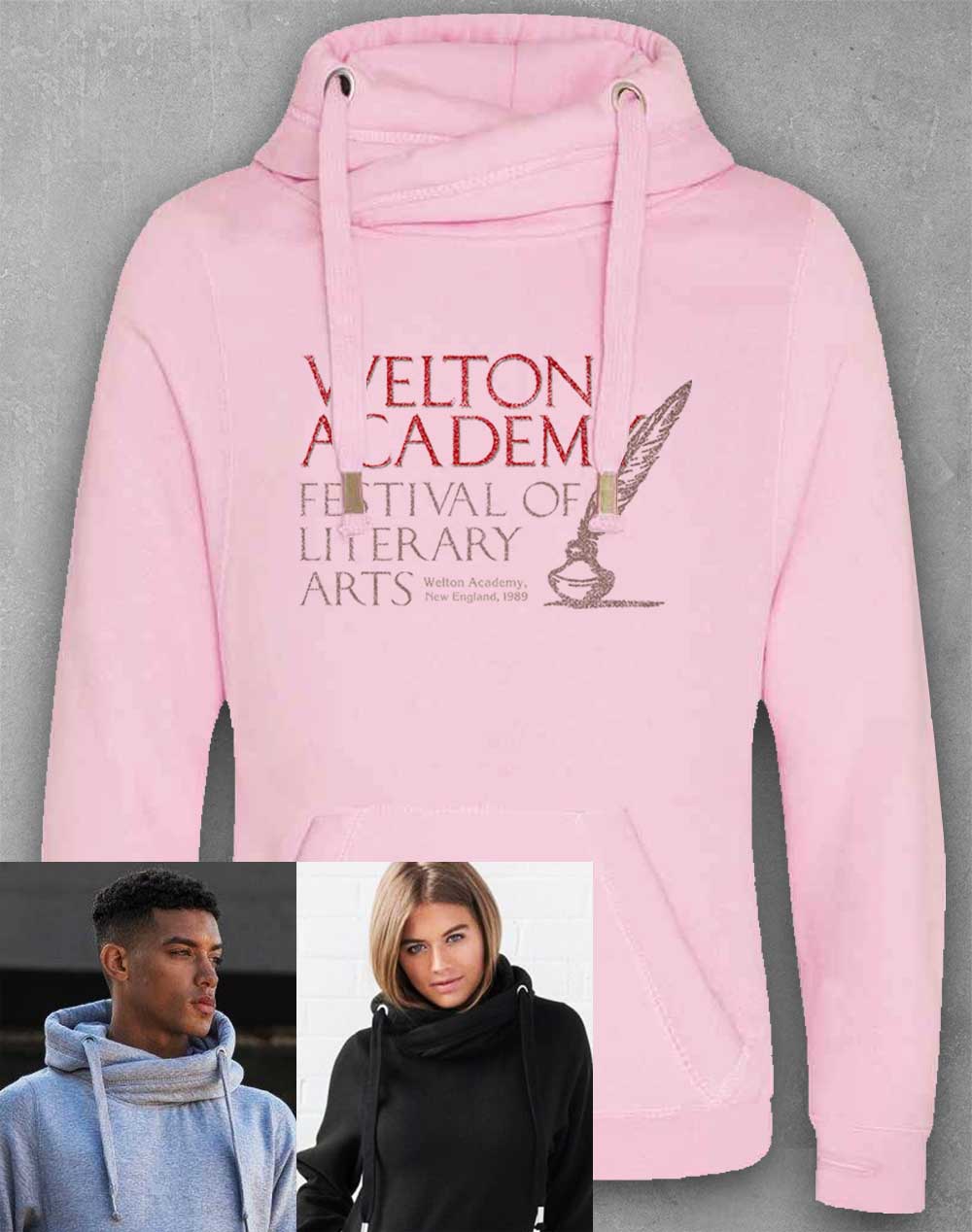 Baby Pink - Welton Academy Literary Festival Chunky Cross Neck Hoodie