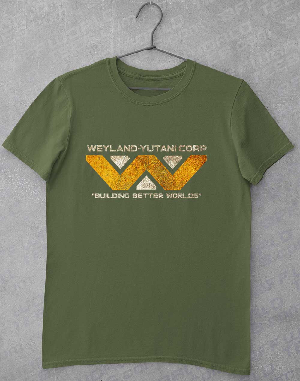Military Green - Weyalnd Yutani Distressed Logo T-Shirt
