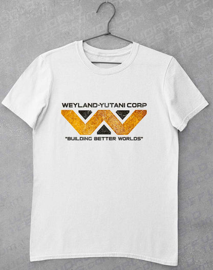 White - Weyalnd Yutani Distressed Logo T-Shirt