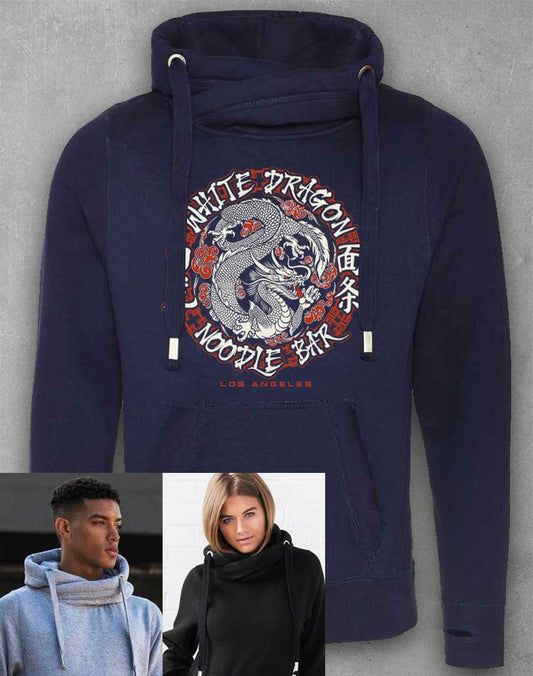 Oxford Navy - White Dragon Noodle Bar Chunky Cross Neck Hoodie