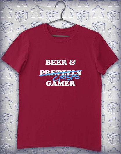 Beer and Crisps Gamer Alphagamer T-Shirt S / Cardinal Red  - Off World Tees