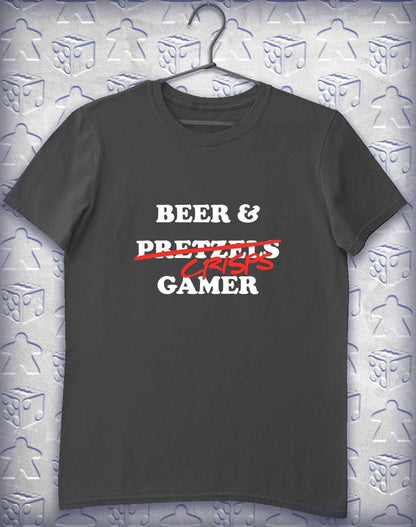 Beer and Crisps Gamer Alphagamer T-Shirt S / Charcoal  - Off World Tees