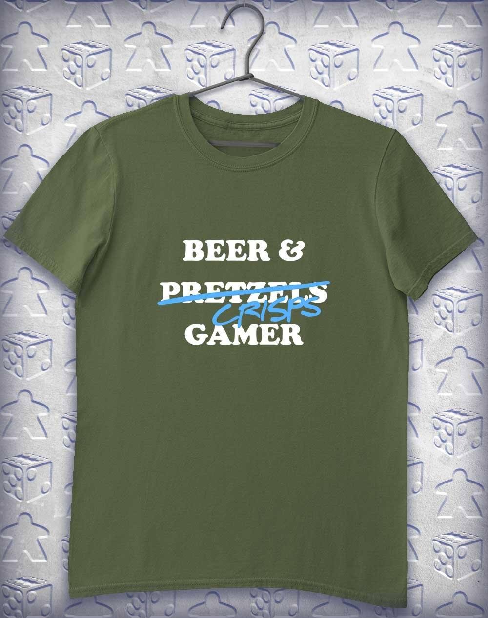 Beer and Crisps Gamer Alphagamer T-Shirt S / Military Green  - Off World Tees