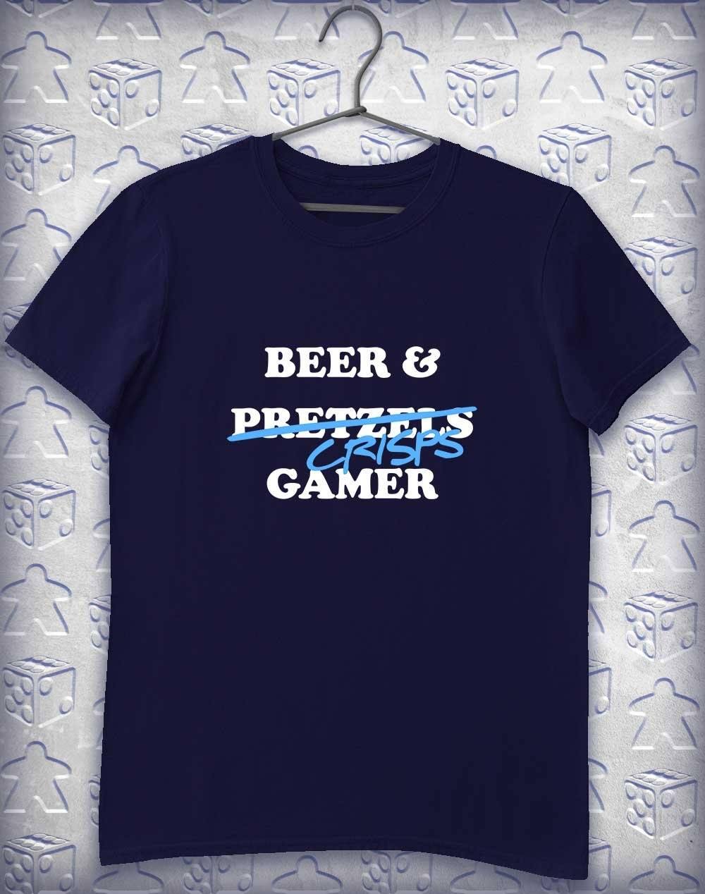 Beer and Crisps Gamer Alphagamer T-Shirt S / Navy  - Off World Tees