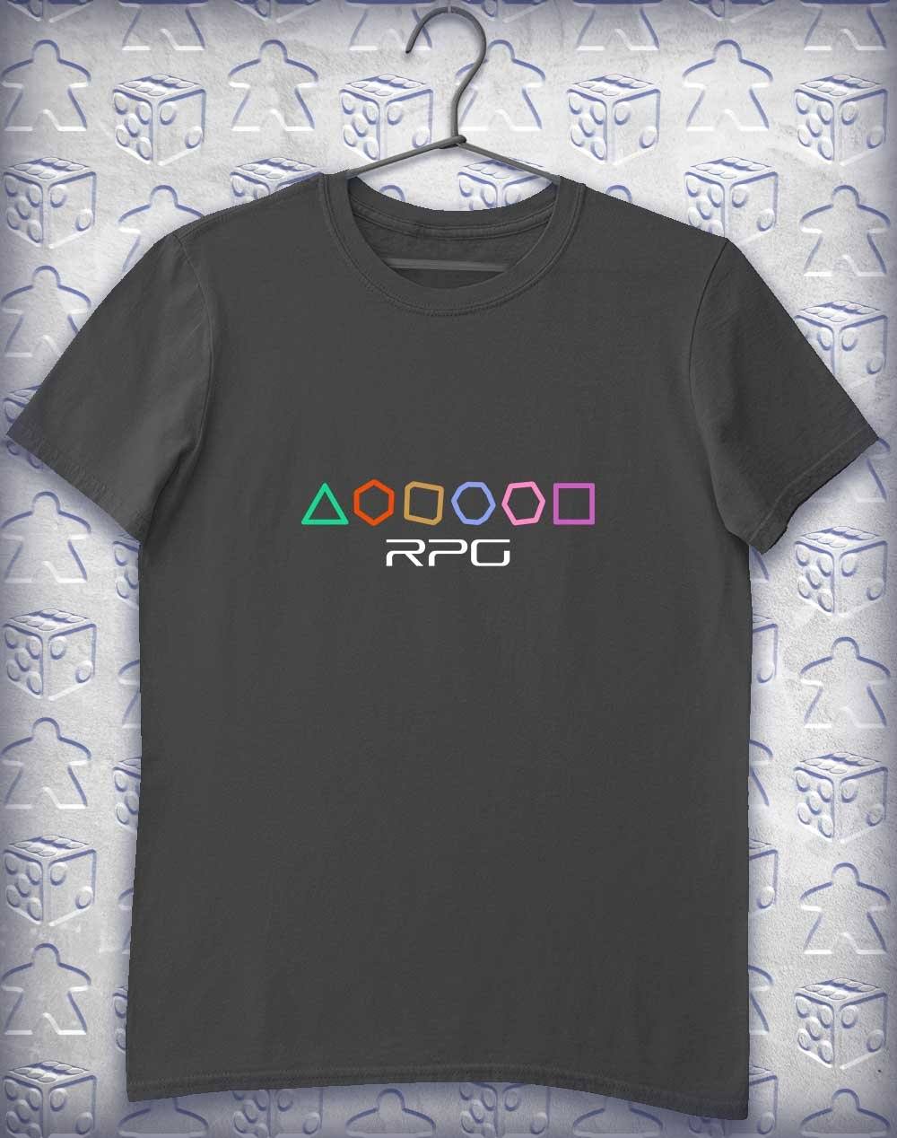 RPG Dice Shapes Alphagamer T-Shirt S / Charcoal  - Off World Tees
