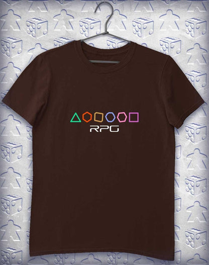 RPG Dice Shapes Alphagamer T-Shirt S / Dark Chocolate  - Off World Tees