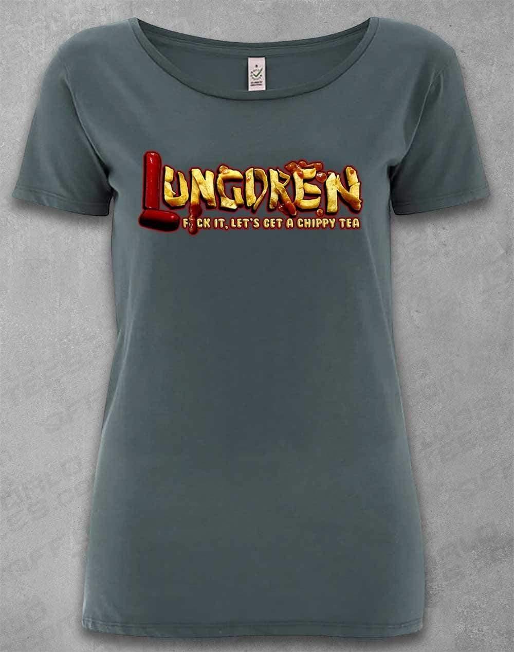 LUNGDREN Chippy Tea - Organic Scoop Neck T-Shirt 8-10 / Light Charcoal  - Off World Tees