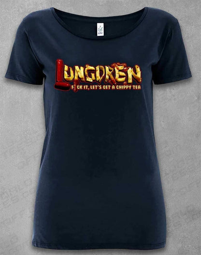 LUNGDREN Chippy Tea - Organic Scoop Neck T-Shirt 8-10 / Navy  - Off World Tees