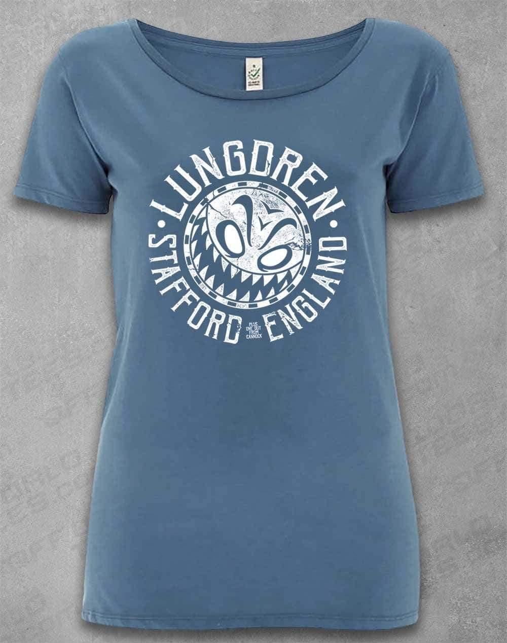 LUNGDREN Stafford Smiley - Organic Scoop Neck T-Shirt 8-10 / Faded Denim  - Off World Tees