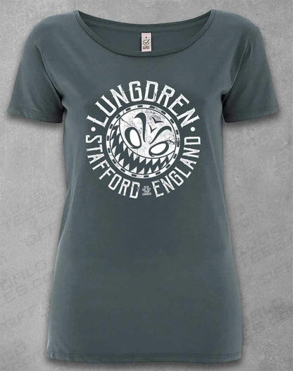 LUNGDREN Stafford Smiley - Organic Scoop Neck T-Shirt 8-10 / Light Charcoal  - Off World Tees