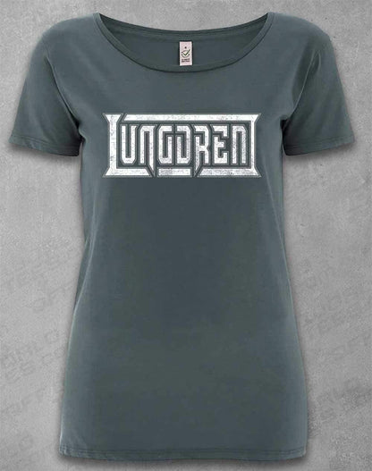 LUNGDREN Vintage Logo - Organic Scoop Neck T-Shirt 8-10 / Light Charcoal  - Off World Tees