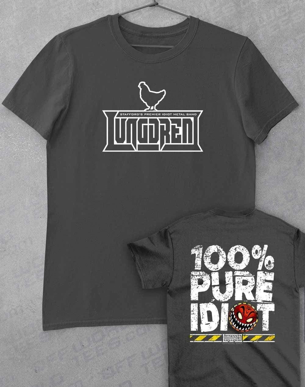 LUNGDREN Pure Idiot Back Print - T-Shirt S / Charcoal  - Off World Tees