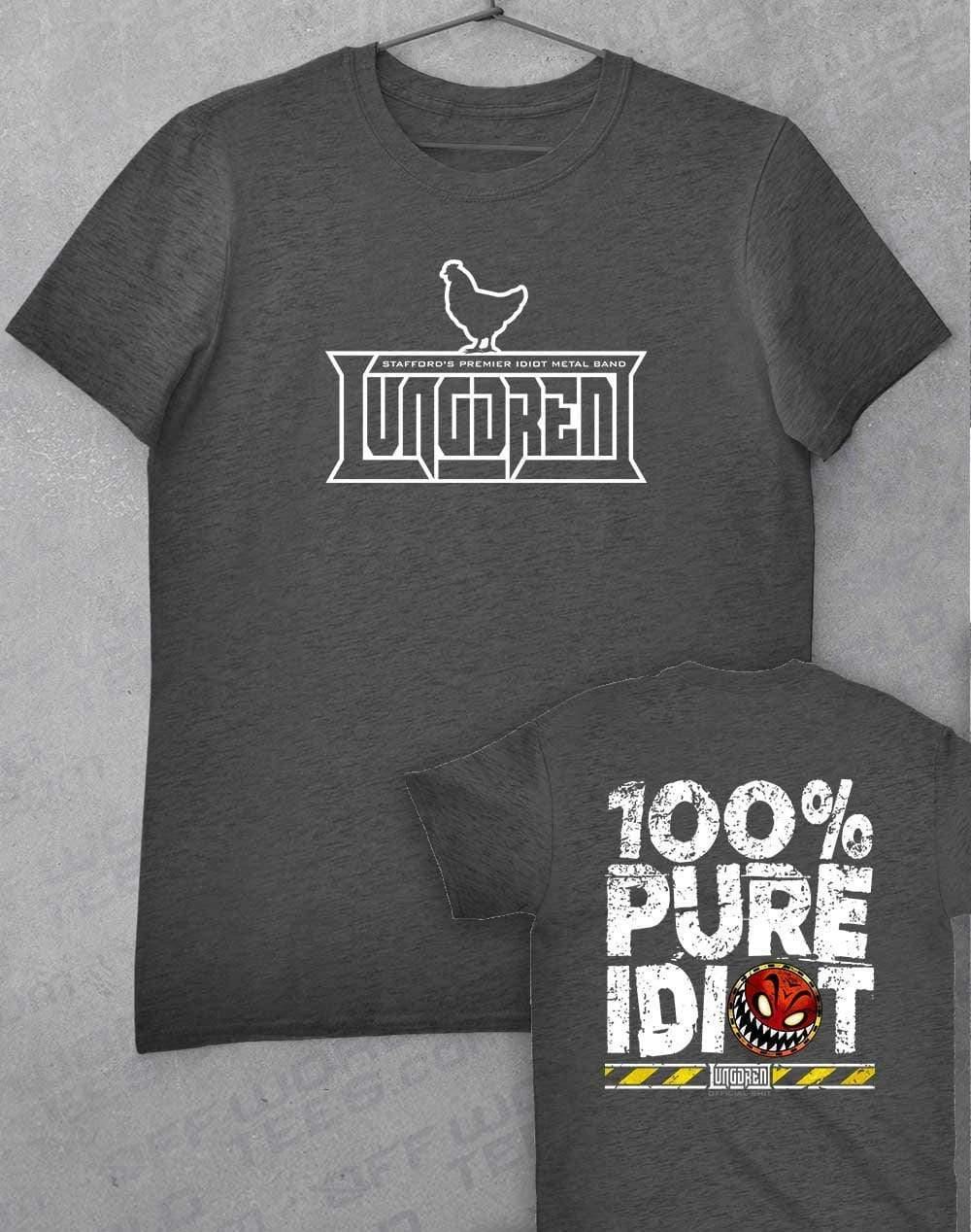 LUNGDREN Pure Idiot Back Print - T-Shirt S / Dark Heather  - Off World Tees