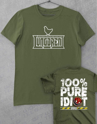 LUNGDREN Pure Idiot Back Print - T-Shirt S / Military Green  - Off World Tees
