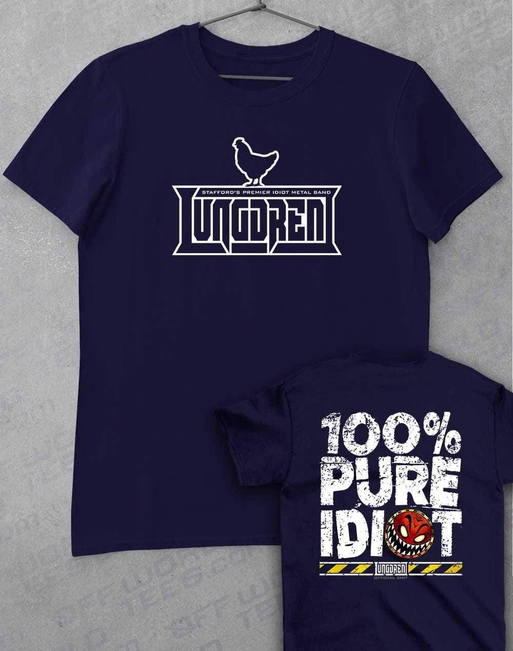 LUNGDREN Pure Idiot Back Print - T-Shirt S / Navy  - Off World Tees