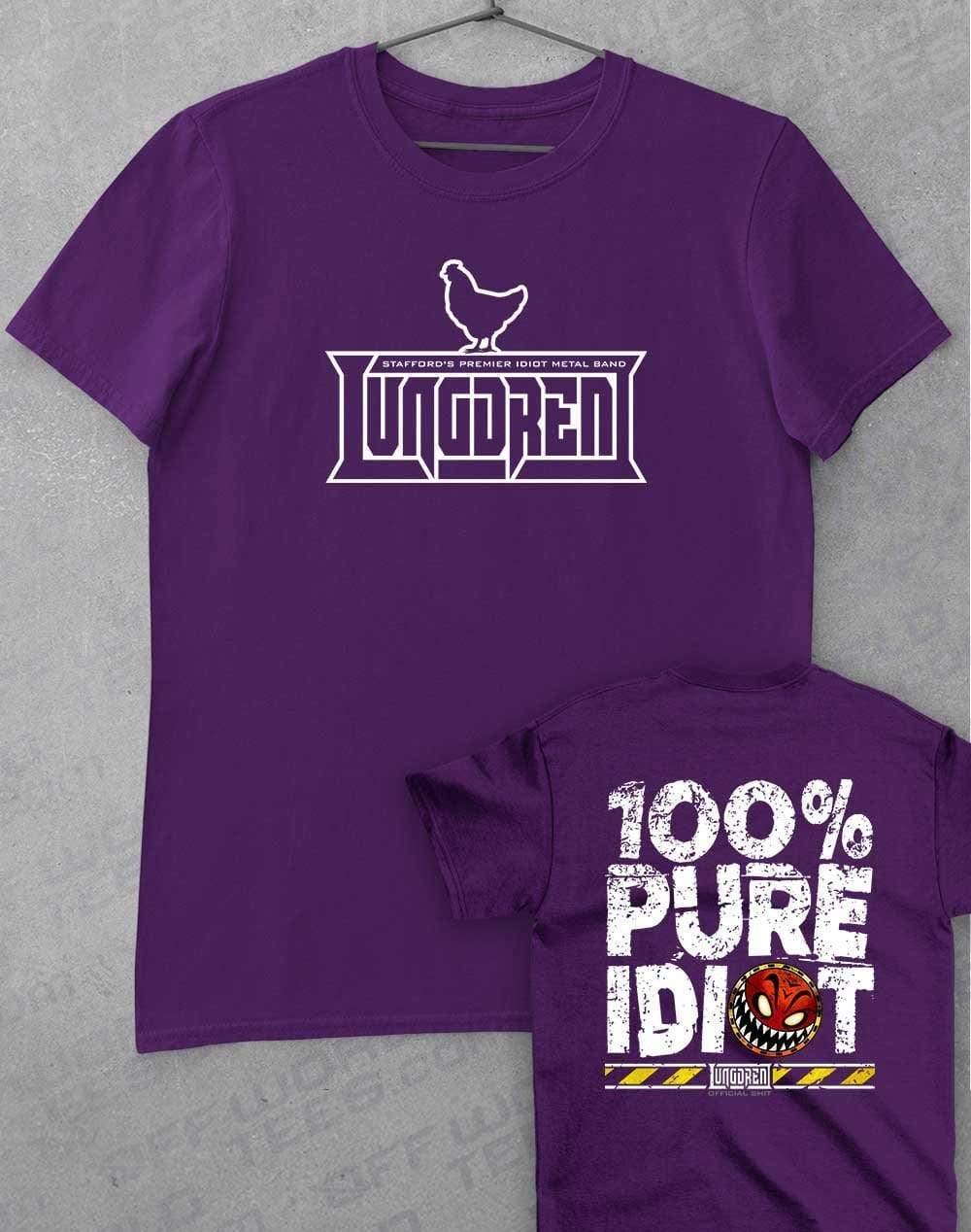 LUNGDREN Pure Idiot Back Print - T-Shirt S / Purple  - Off World Tees