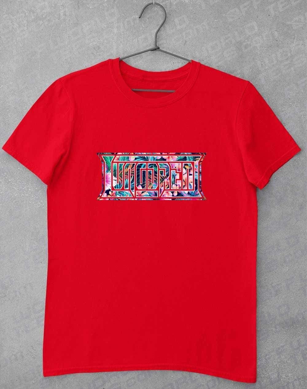 LUNGDREN Illegible Hawaiian Logo - T-Shirt S / Cardinal Red  - Off World Tees