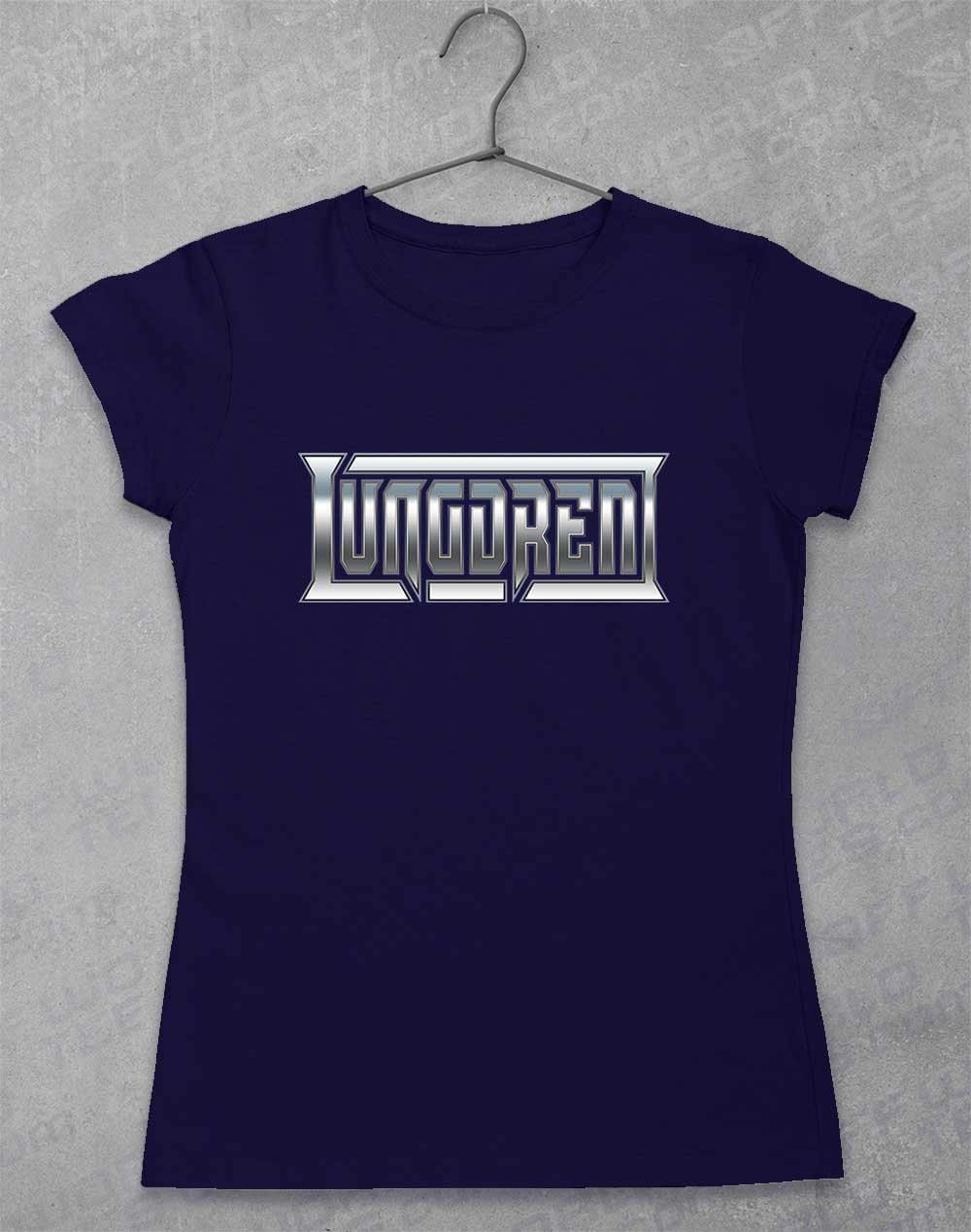 LUNGDREN Chrome Logo - Womens T-Shirt 8-10 / Navy  - Off World Tees