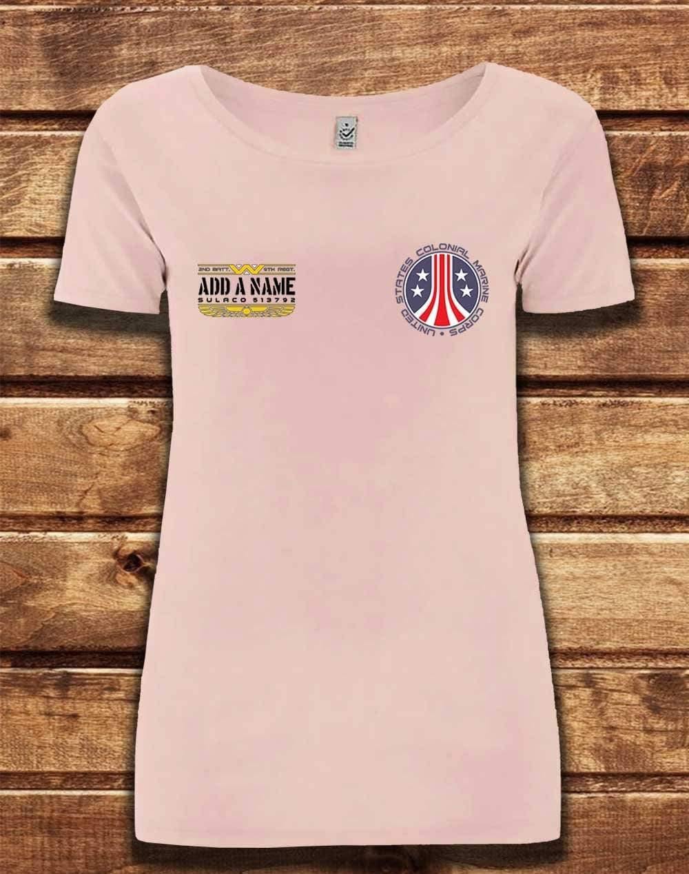 CUSTOMISABLE DELUXE Colonial Marine Organic Scoop Neck T-Shirt 8-10 / Light Pink  - Off World Tees