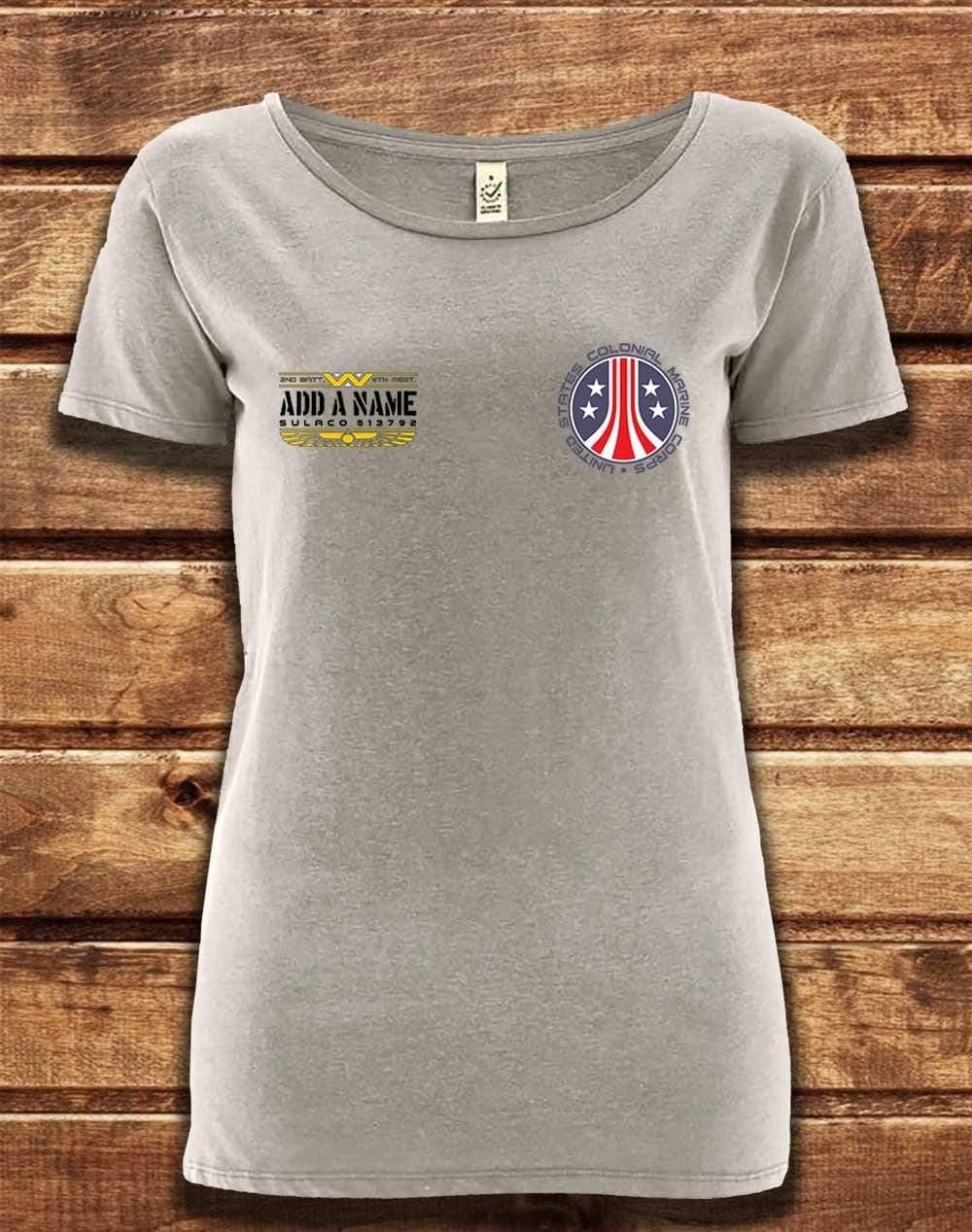 CUSTOMISABLE DELUXE Colonial Marine Organic Scoop Neck T-Shirt 8-10 / Melange Grey  - Off World Tees