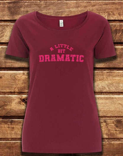 DELUXE A Little Bit Dramatic Distressed Organic Scoop Neck T-Shirt 8-10 / Burgundy  - Off World Tees