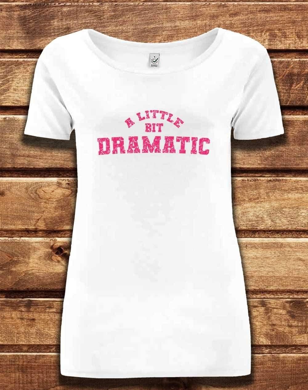 DELUXE A Little Bit Dramatic Distressed Organic Scoop Neck T-Shirt 8-10 / White  - Off World Tees