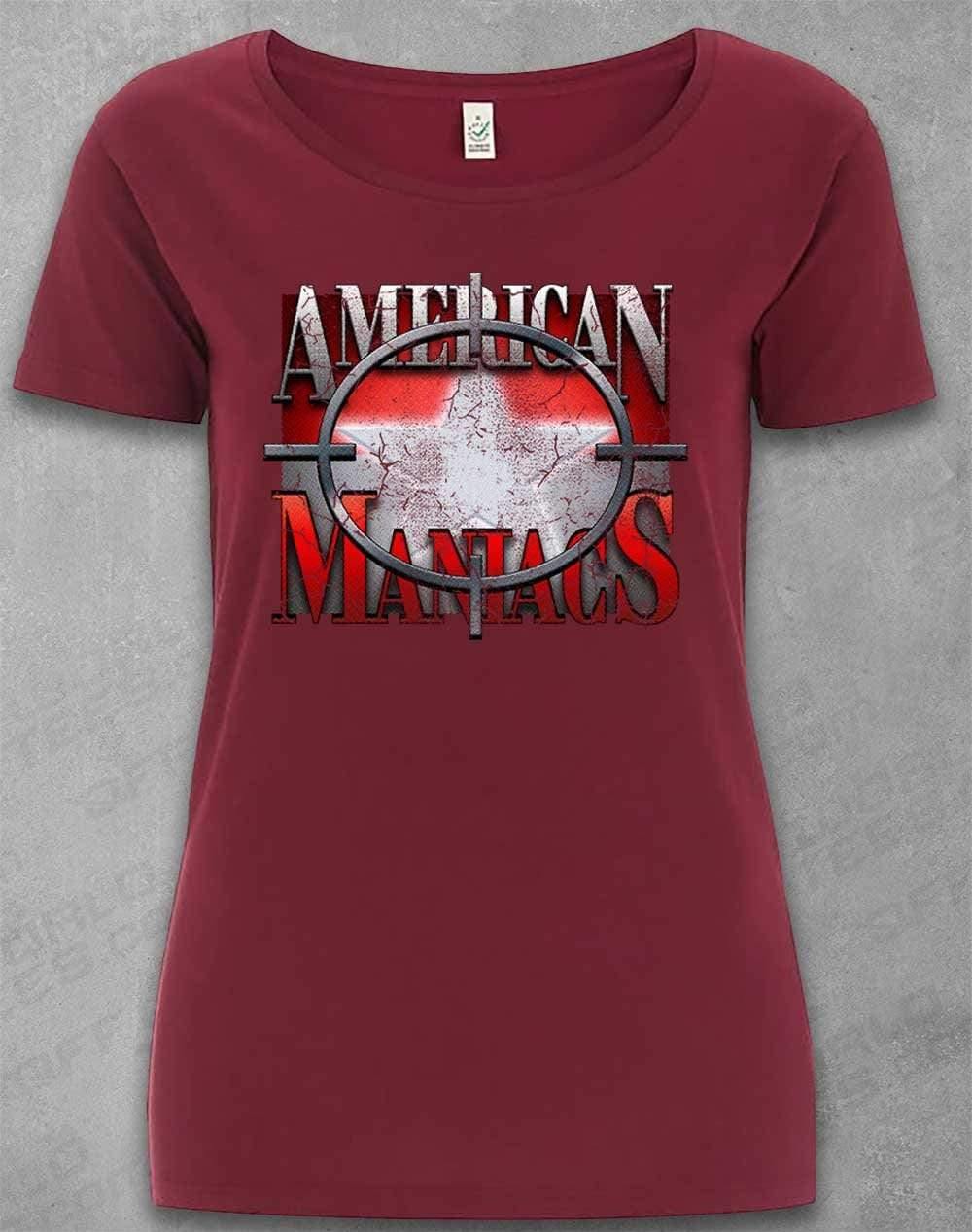 DELUXE American Maniacs - Organic Scoop Neck T-Shirt 8-10 / Burgundy  - Off World Tees
