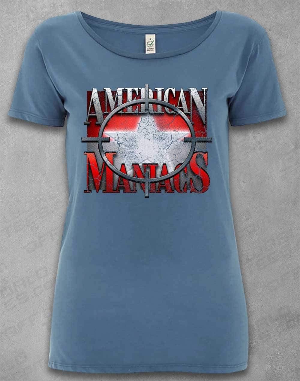 DELUXE American Maniacs - Organic Scoop Neck T-Shirt 8-10 / Faded Denim  - Off World Tees