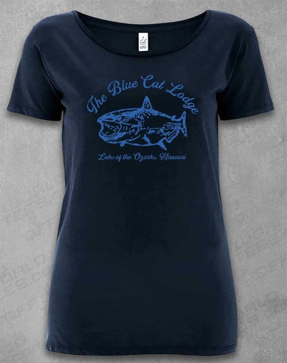 DELUXE Blue Cat Lodge Organic Scoop Neck T-Shirt 8-10 / Navy  - Off World Tees