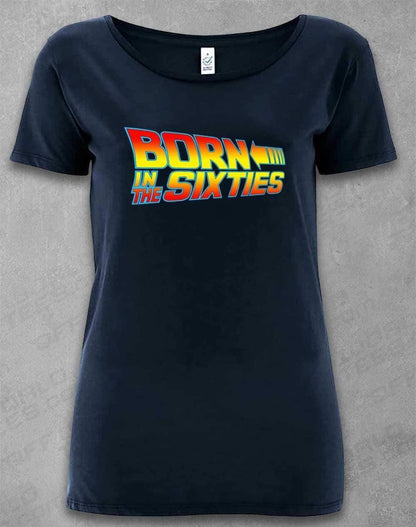 DELUXE Born in the... (CHOOSE YOUR DECADE!) Organic Scoop Neck T-Shirt 1960s - Navy / 8-10  - Off World Tees