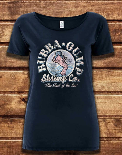 DELUXE Bubba Gump Shrimp Co Organic Scoop Neck T-Shirt 8-10 / Navy  - Off World Tees