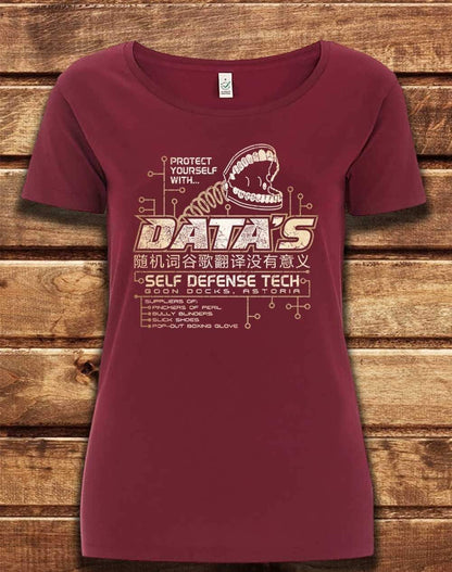 DELUXE Data's Self Defense Tech Organic Scoop Neck T-Shirt 8-10 / Burgundy  - Off World Tees