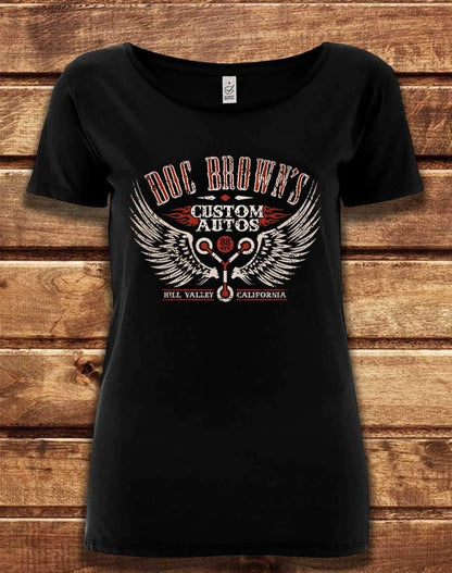 DELUXE Doc Brown's Autos Organic Scoop Neck T-Shirt 8-10 / Black  - Off World Tees