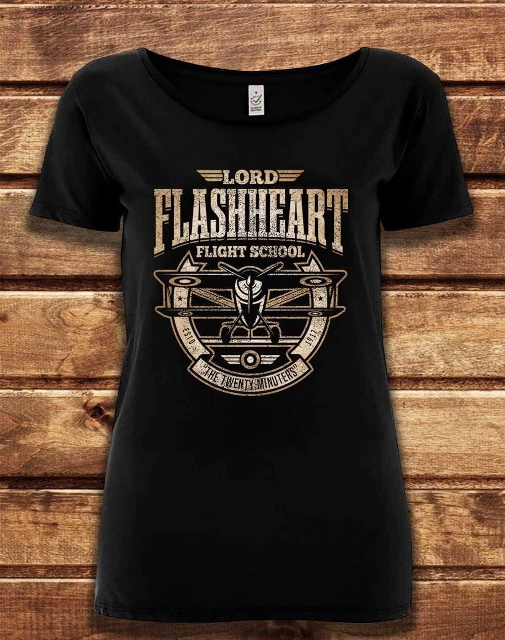DELUXE Flashheart's Flight School Organic Scoop Neck T-Shirt 8-10 / Black  - Off World Tees