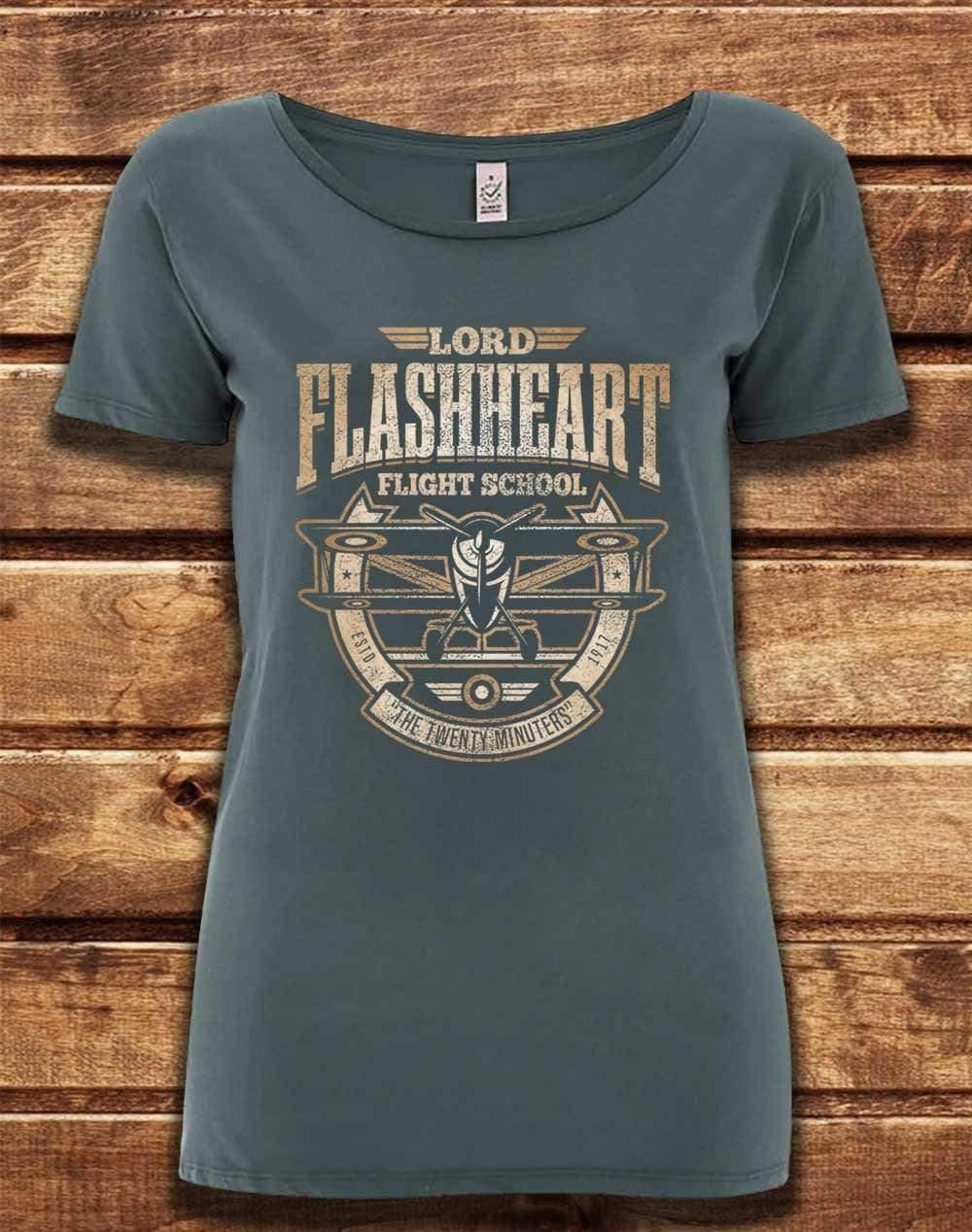 DELUXE Flashheart's Flight School Organic Scoop Neck T-Shirt 8-10 / Light Charcoal  - Off World Tees
