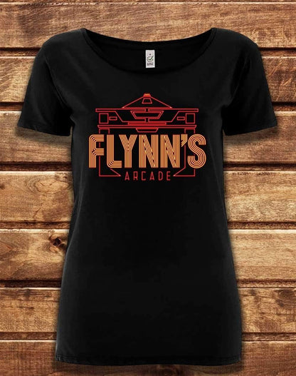 DELUXE Flynn's Arcade Organic Scoop Neck T-Shirt 8-10 / Black  - Off World Tees