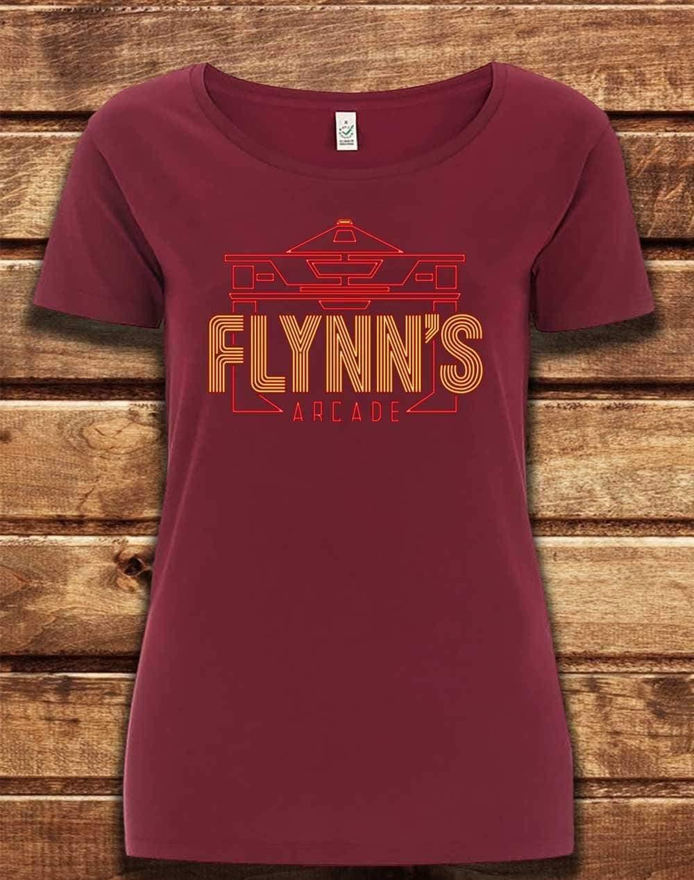 DELUXE Flynn's Arcade Organic Scoop Neck T-Shirt 8-10 / Burgundy  - Off World Tees