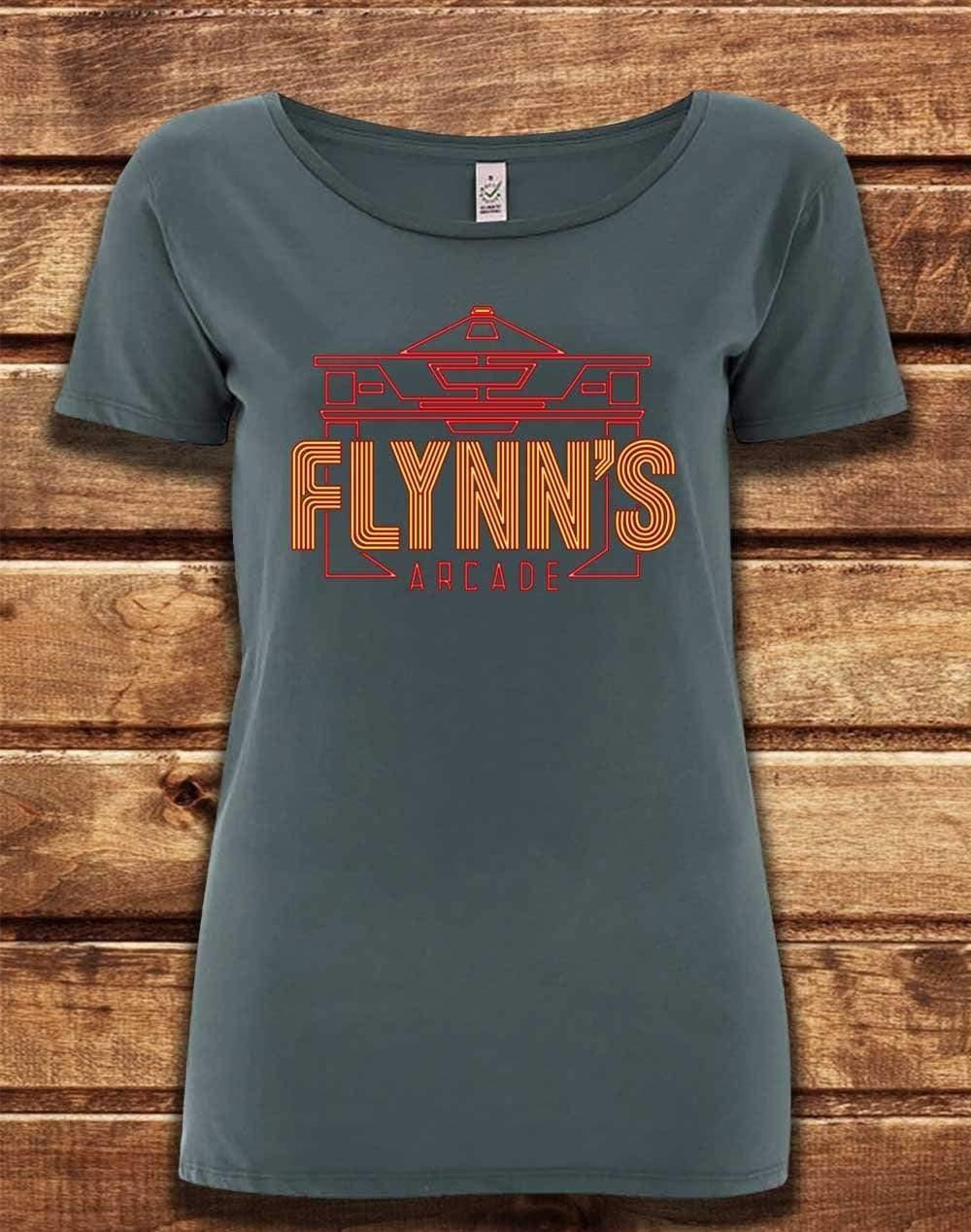 DELUXE Flynn's Arcade Organic Scoop Neck T-Shirt 8-10 / Light Charcoal  - Off World Tees