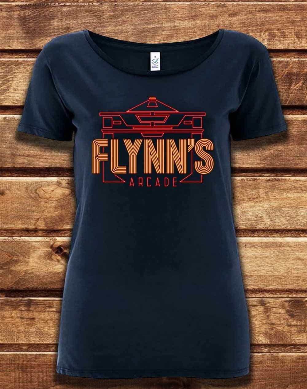 DELUXE Flynn's Arcade Organic Scoop Neck T-Shirt 8-10 / Navy  - Off World Tees