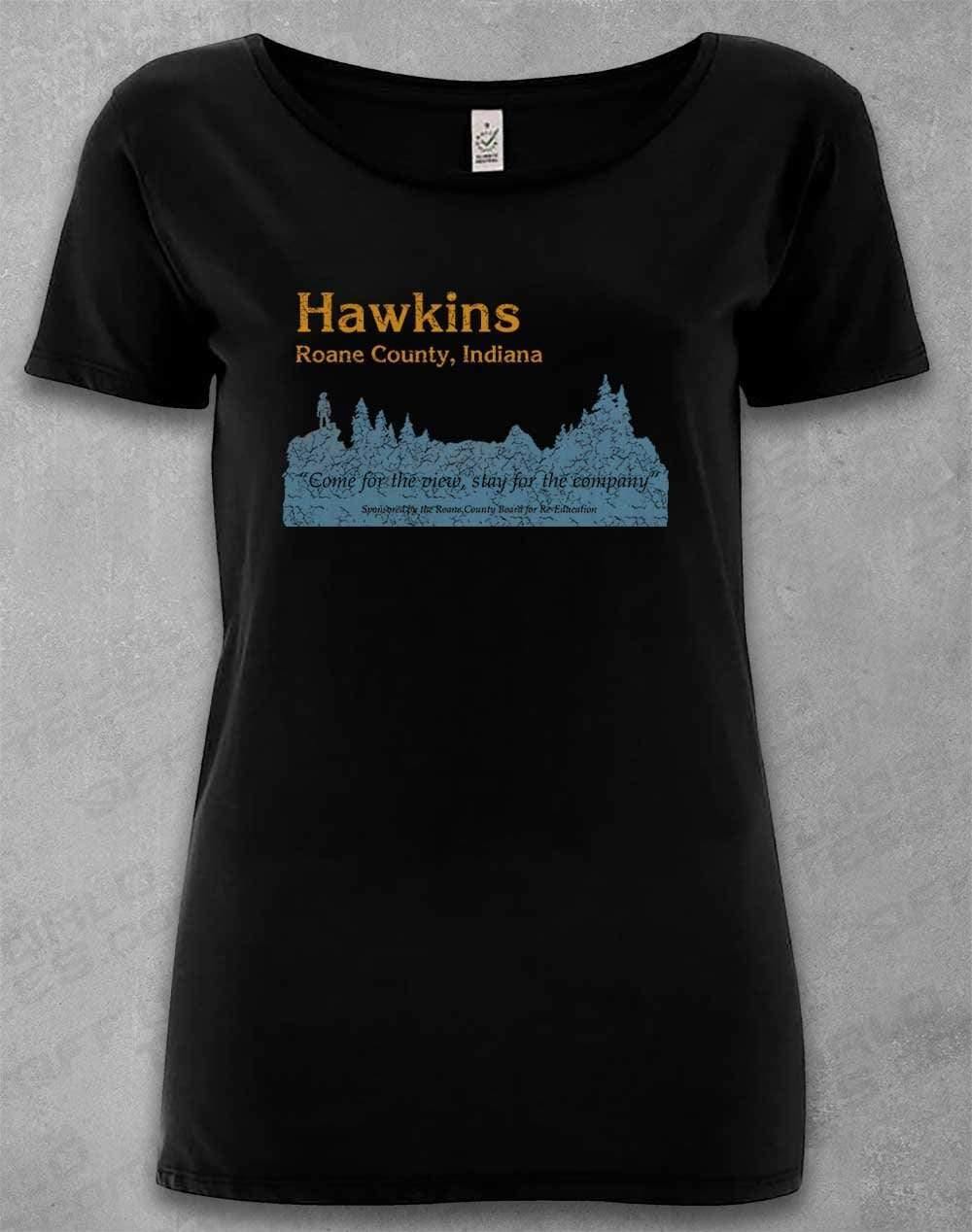DELUXE Hawkins Roane County Retro Organic Scoop Neck T-Shirt 8-10 / Black  - Off World Tees