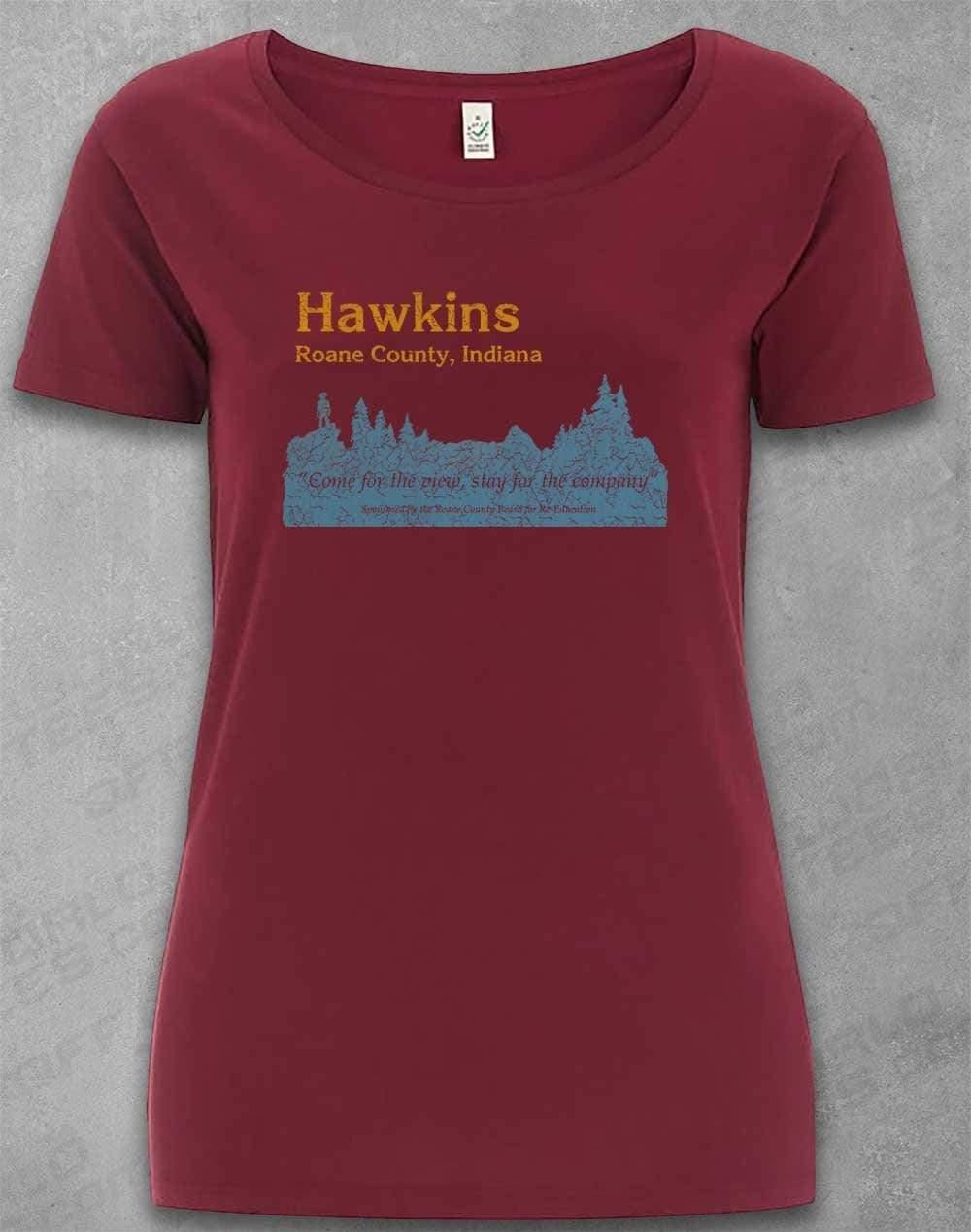 DELUXE Hawkins Roane County Retro Organic Scoop Neck T-Shirt 8-10 / Burgundy  - Off World Tees