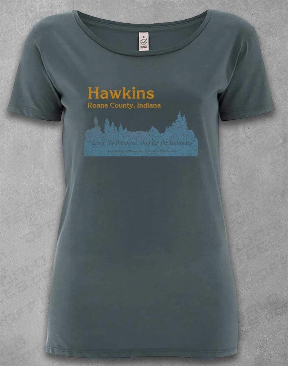 DELUXE Hawkins Roane County Retro Organic Scoop Neck T-Shirt 8-10 / Light Charcoal  - Off World Tees