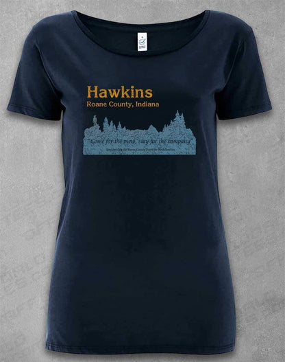 DELUXE Hawkins Roane County Retro Organic Scoop Neck T-Shirt 8-10 / Navy  - Off World Tees