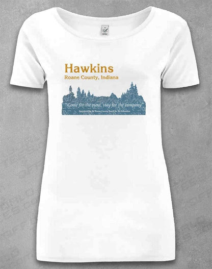DELUXE Hawkins Roane County Retro Organic Scoop Neck T-Shirt 8-10 / White  - Off World Tees