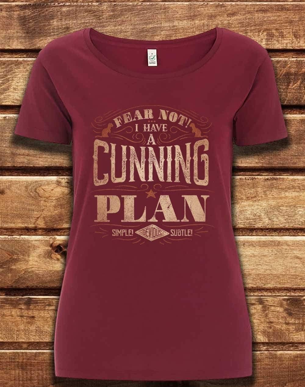 DELUXE I Have a Cunning Plan Organic Scoop Neck T-Shirt 8-10 / Burgundy  - Off World Tees