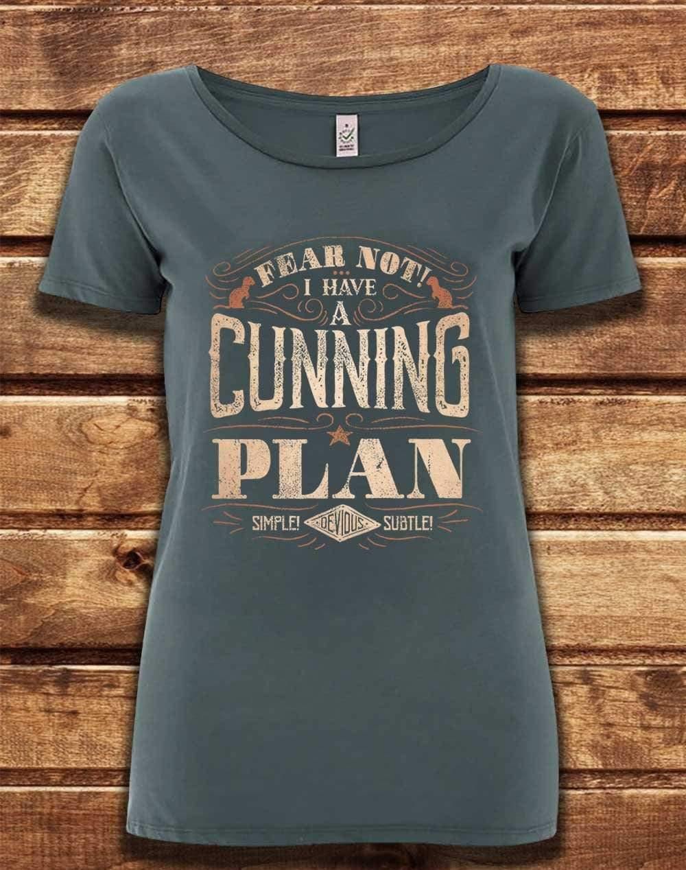 DELUXE I Have a Cunning Plan Organic Scoop Neck T-Shirt 8-10 / Light Charcoal  - Off World Tees
